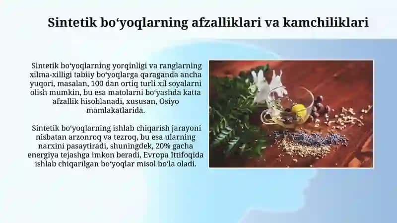 Tabiiy va sintetik boyoqlar 4