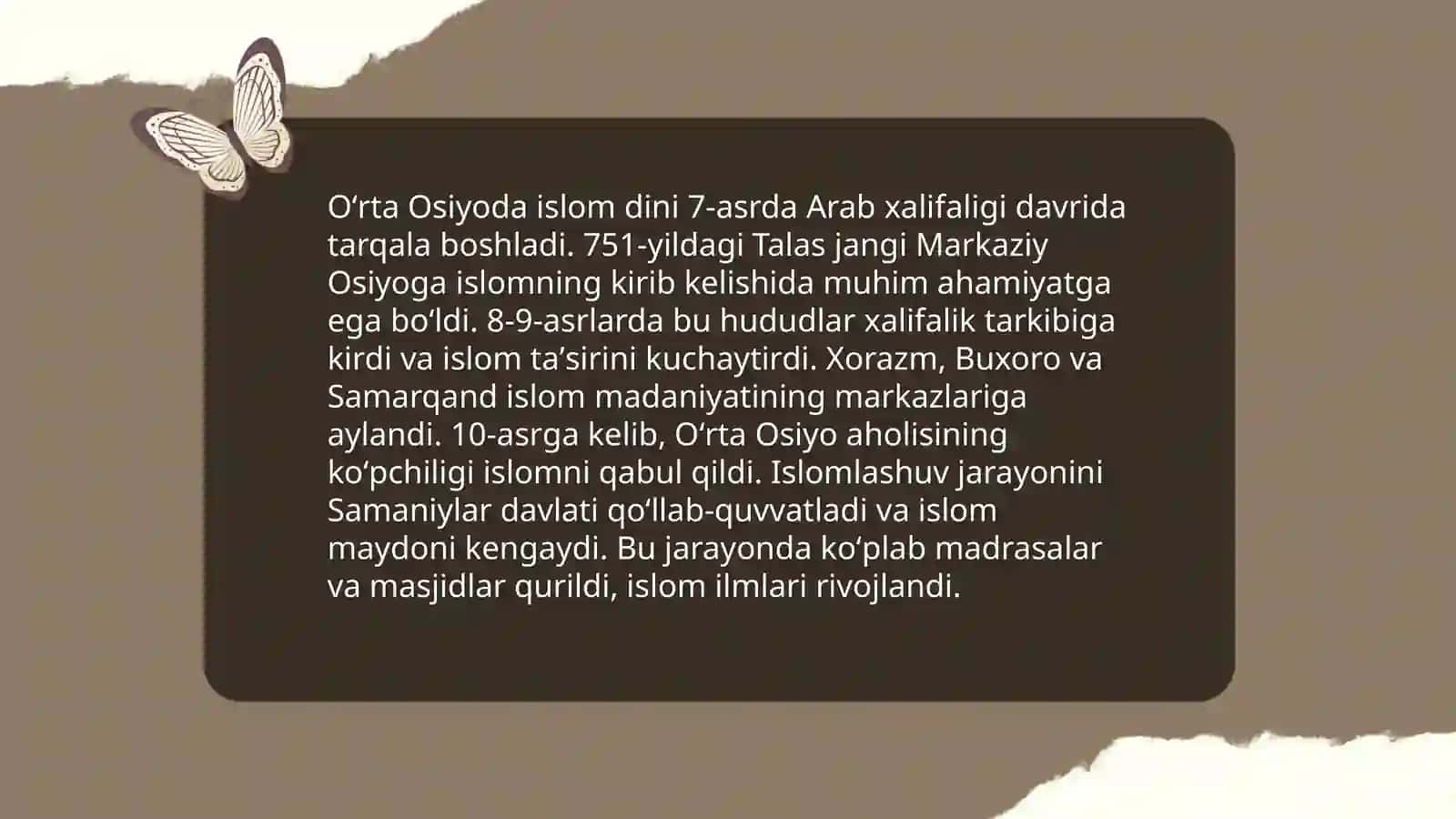 Arablar tomonidan Oʻrta Osiyoni istilosi 4