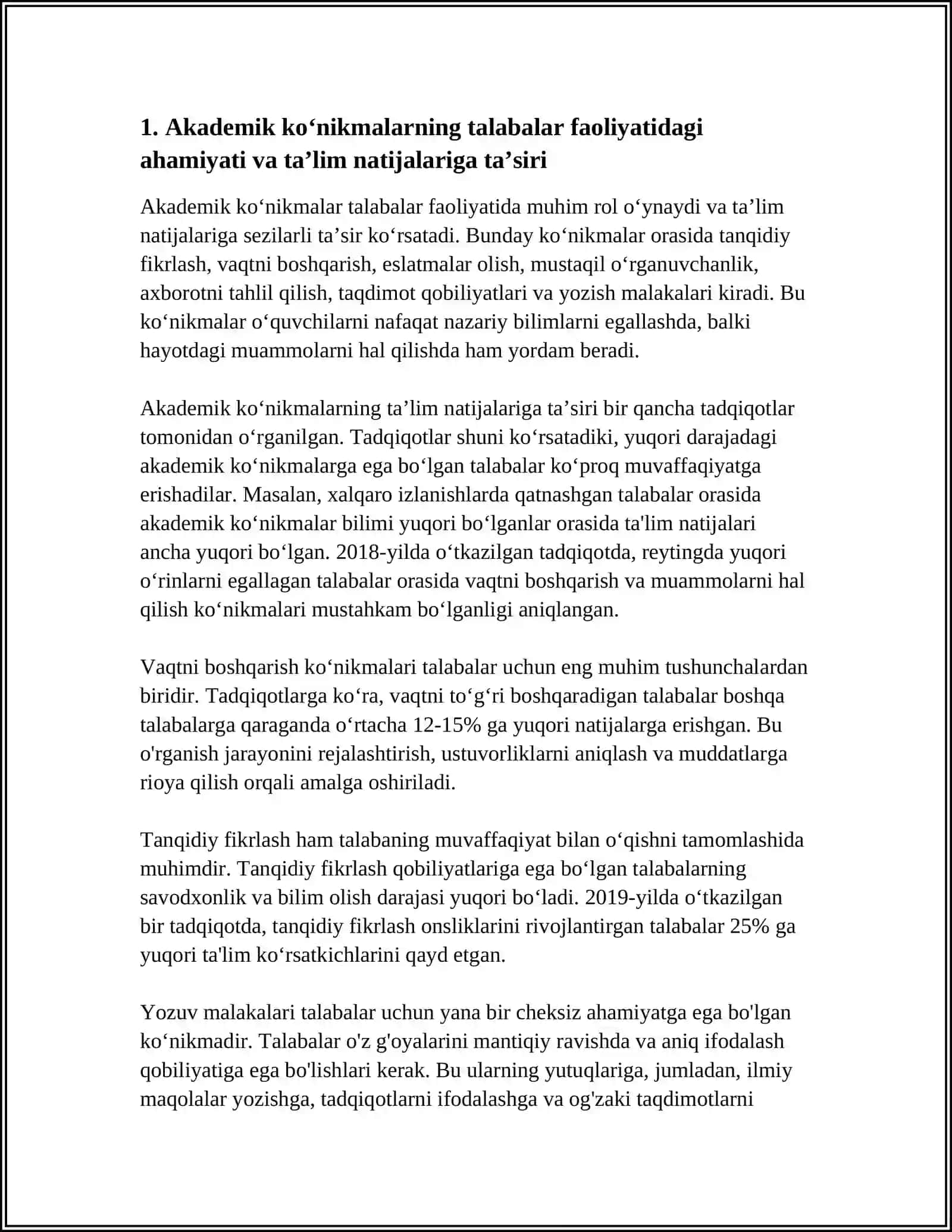 AKADEMIK KO‘NIKMALARNING TALABALAR FAOLIYATIDAGI AHAMIYATI VA DOLZARBLIGI 4