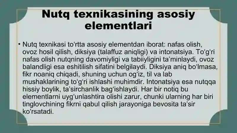 Nutq texnikasi va notiqlik madaniyati 4