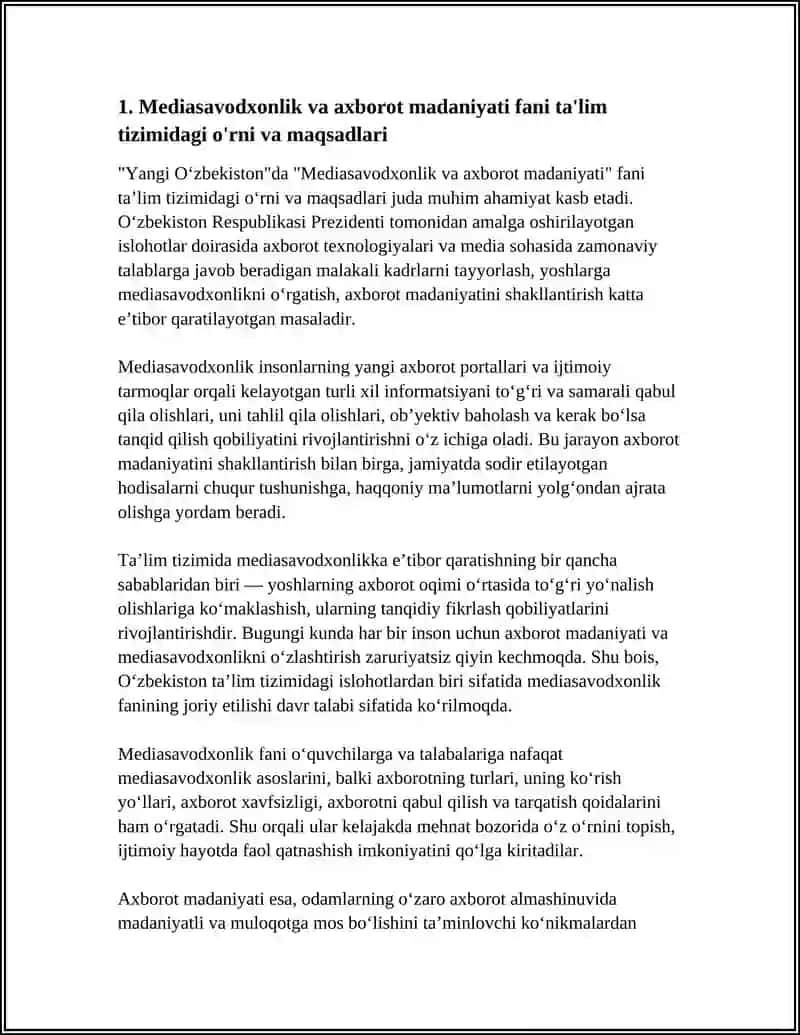 Mediasavodxonlik va axborot madaniyati 4