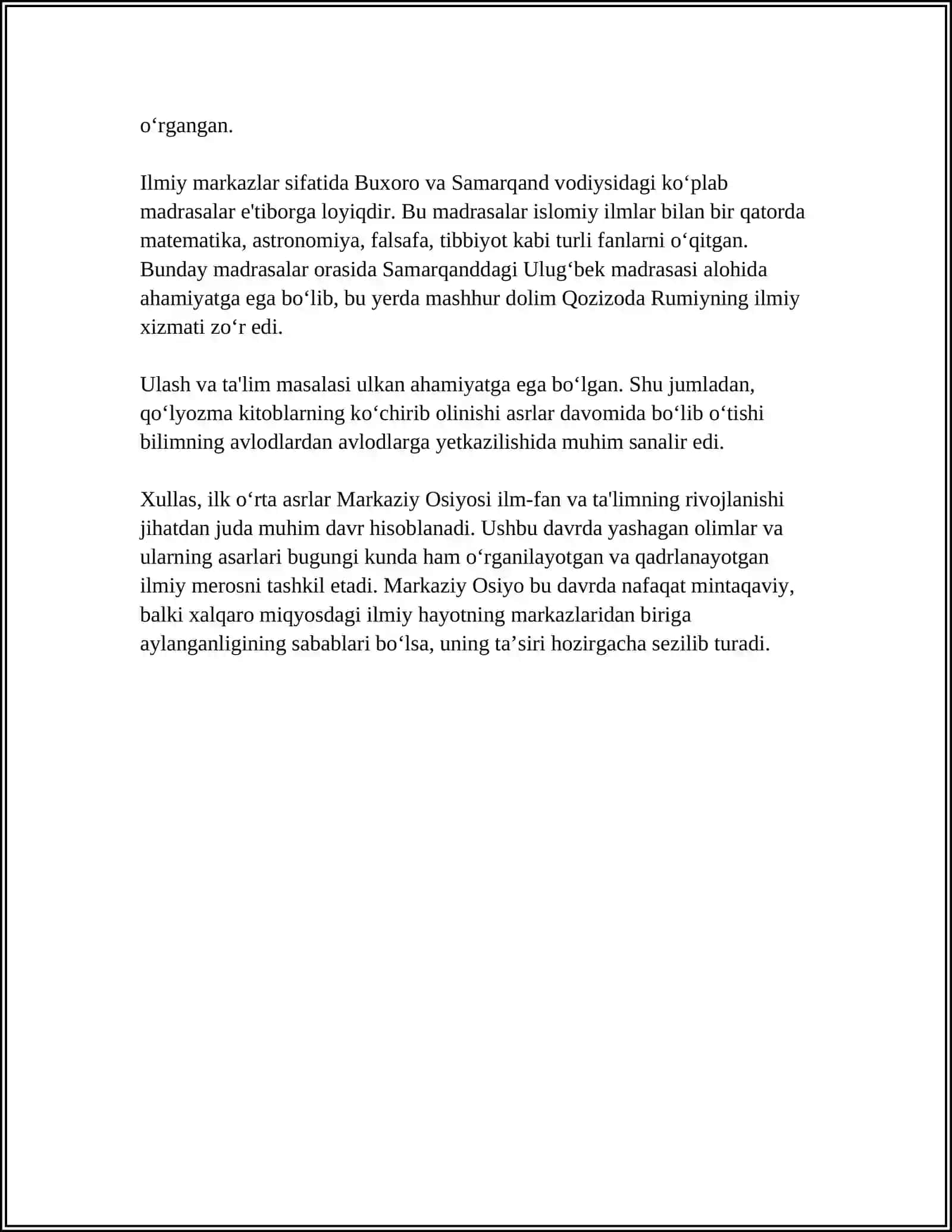 ILK OʻRTA ASRLARDA MARKAZIY OSIYODA MANAVIY TARBIYA MASALALARI 4