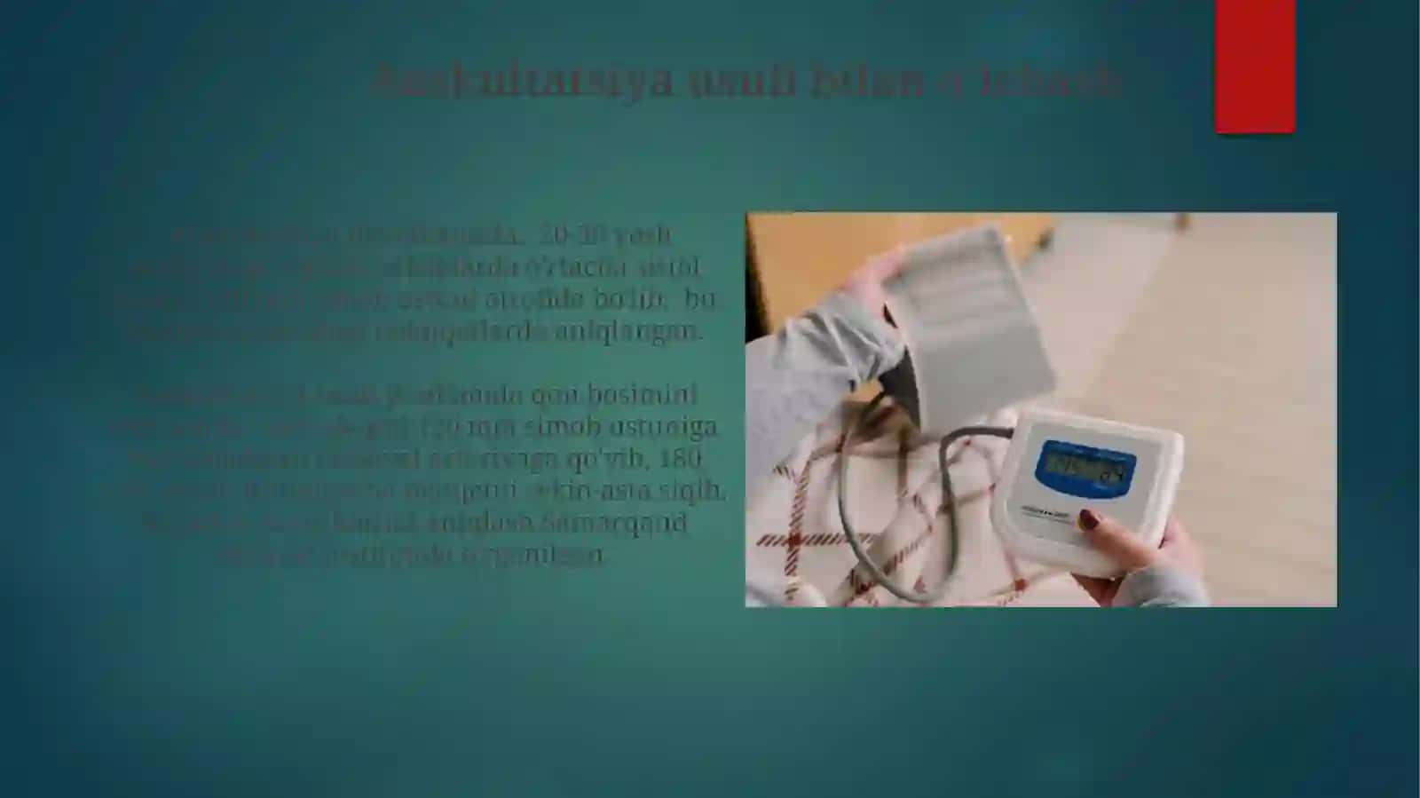 Arterial bosimni olchash va jismoni yuklamalar 4