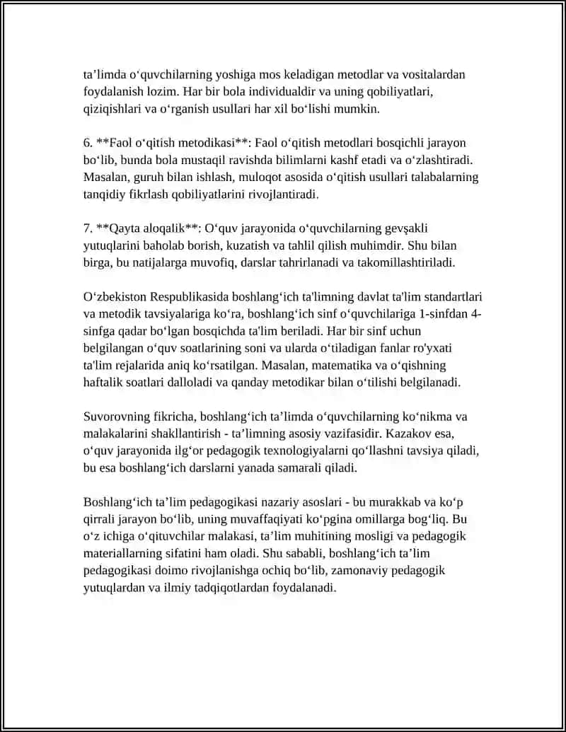 BOSHLANG'ICH TA'LIM PEDAGOGIKASI HAQIDA UMUMIY MA'LUMOT 4
