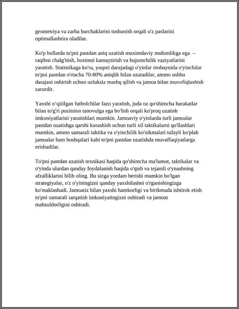 To'pni pastdan uzatish texnikasi 4