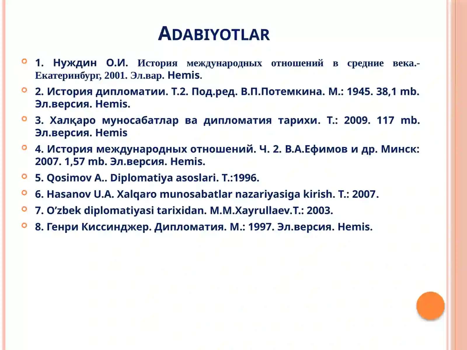 O’RTA ASRLAR YEVROPASIDA XALQARO MUNOSABATLAR VA DIPLOMATIYA 4
