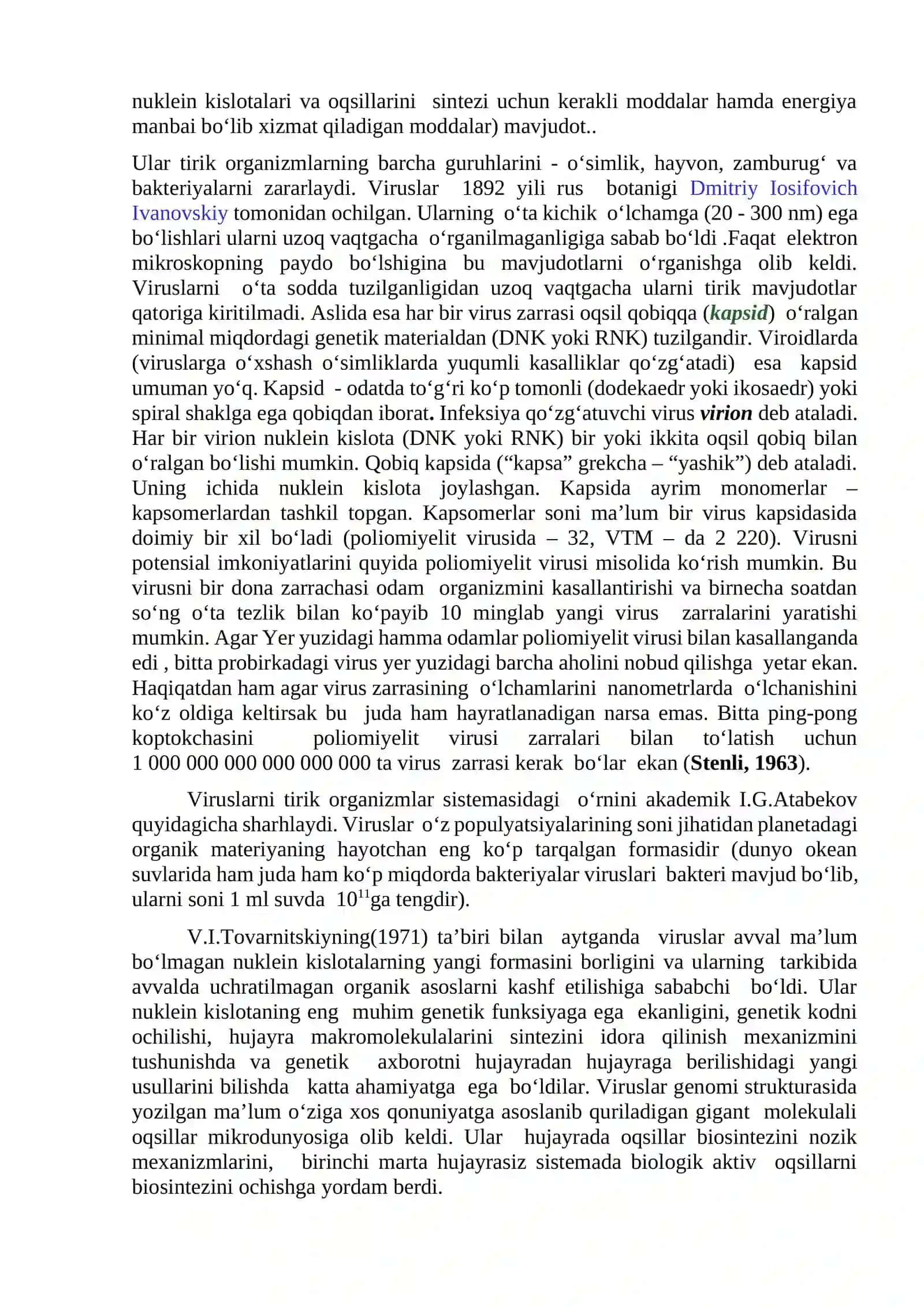 Viruslar. Bakteriyalar. Zamburug’lar. Suv o’tlari 4