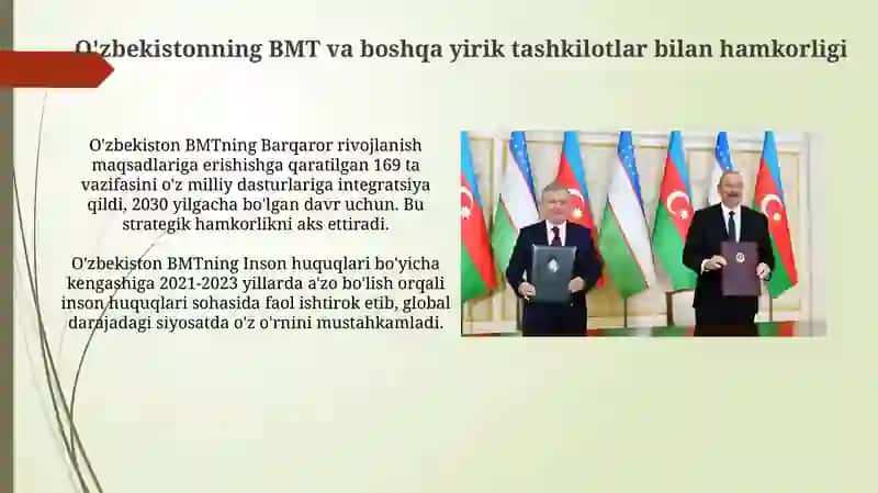 O'zbekistonning xalqaro tashkilotlar bilan hamkorlik aloqalari 4