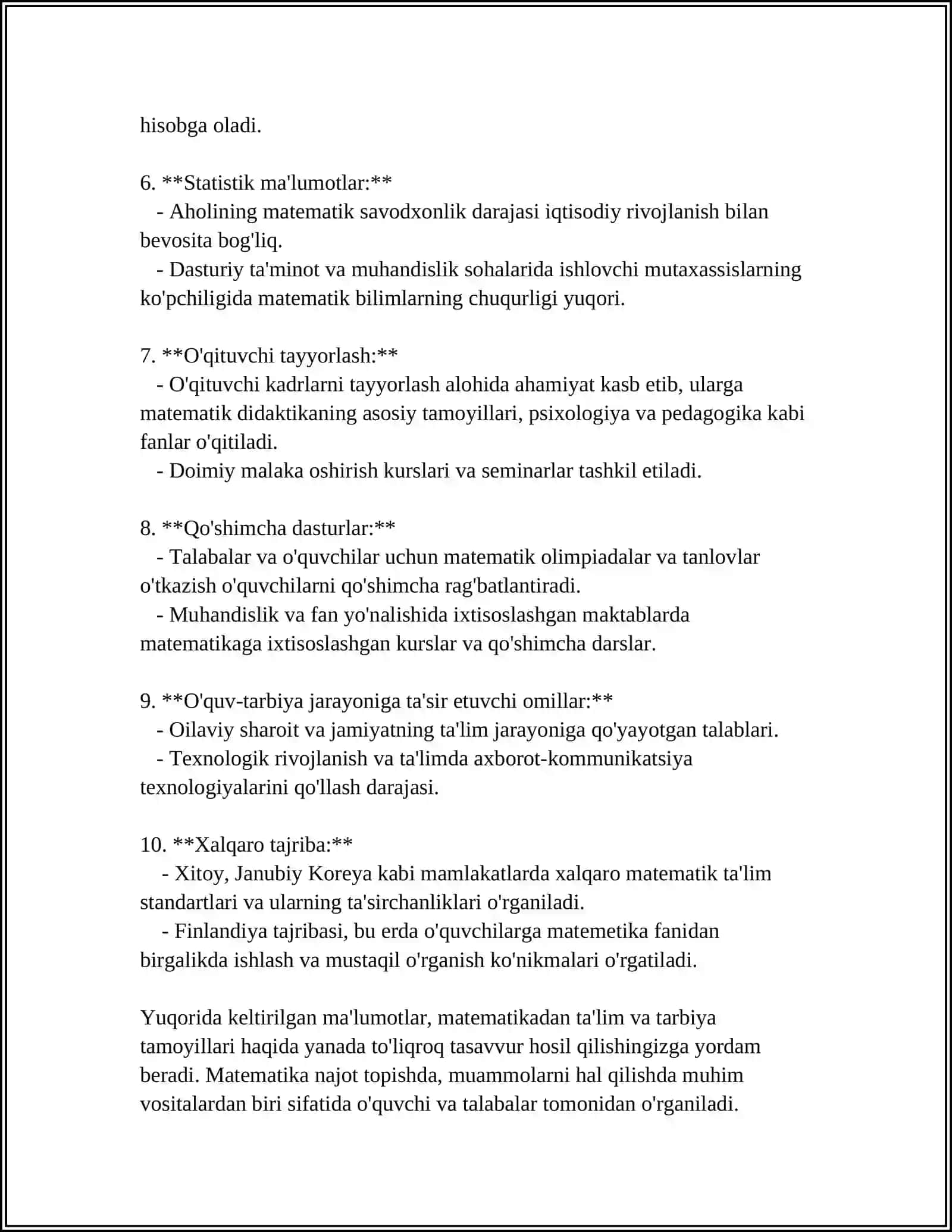 Matematika Darslarida Ta'lim va Tarbiya Birligi 4