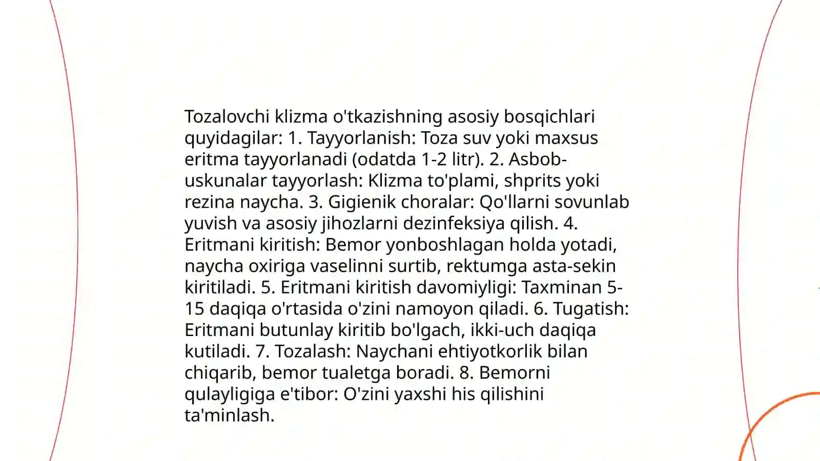 Tozalovchi klizma o'tkazish texnikasi 4