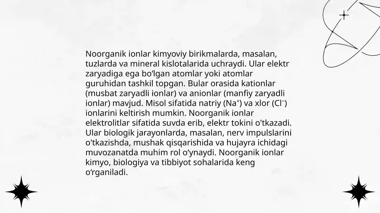 Noorganik ionlar, S va uning funksiyalari 4