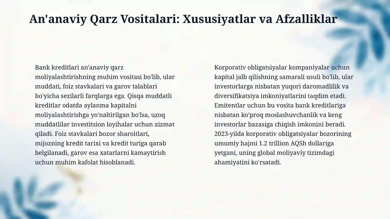 Qarzga asoslangan moliyalashtirish vositalari 4