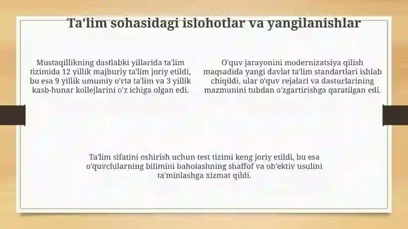 Mustaqillikning dastlabki yillarida ta'lim tizimi 4