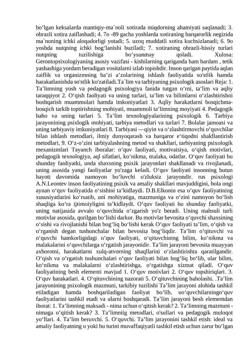 Keksayish davrining psixologik xususiyatlari 4