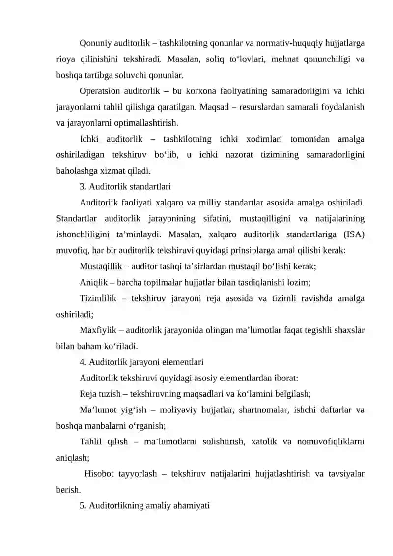 Auditorlik tekshiruvini hujjatlashtirish 4