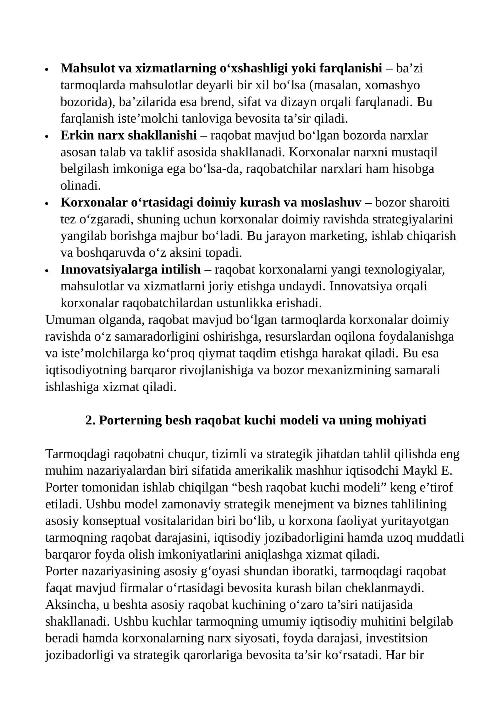 Tarmoqdagi raqobat kuchlari va ularning ta’siri 4