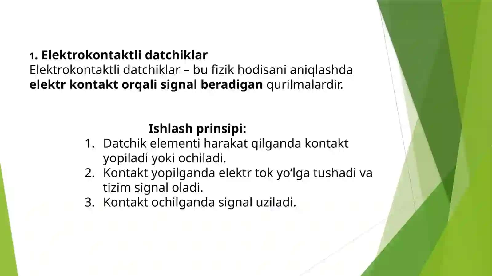 Elektrokontaktli datchiklar, potensiometrik va penzometrik sigimli datchiklar 4