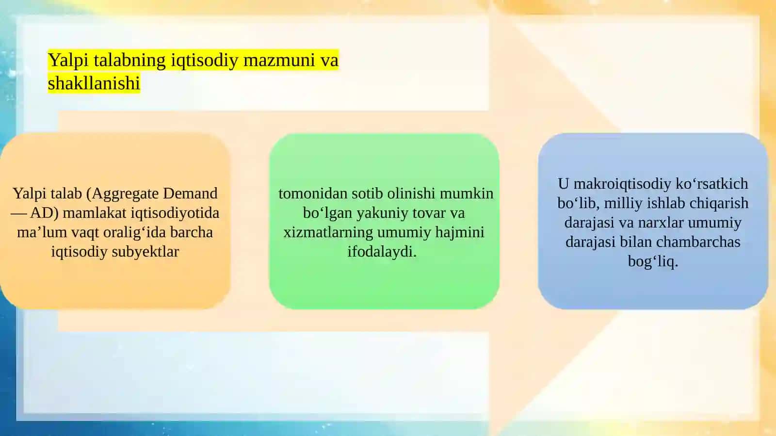 Yalpi talab va yalpi taklif slayd 4