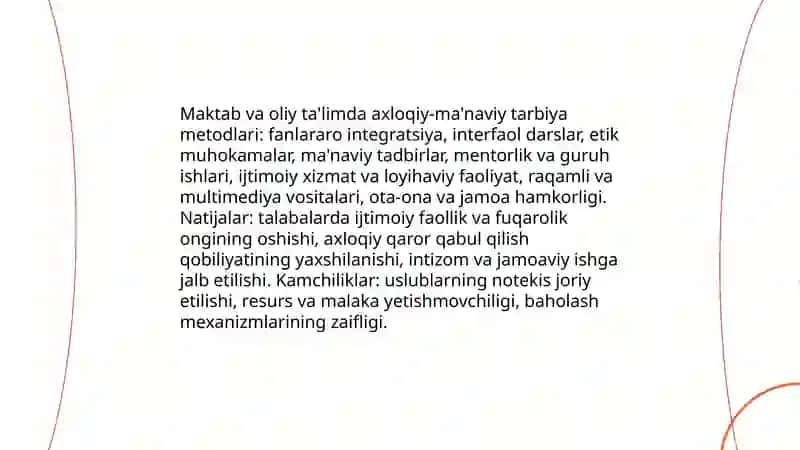 Zamonaviy axloqiy tarbiyaning yutuqlari va kamchiliklari 4