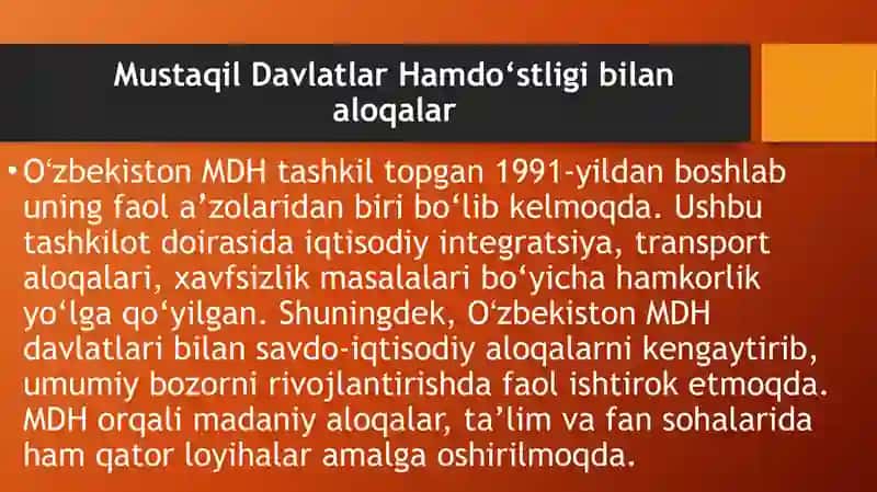 Oʻzbekistonning xalqaro tashkilotlar bilan hamkorlik aloqalari 4