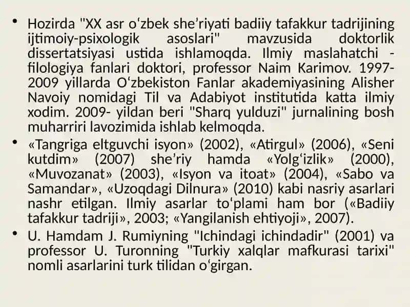 Ulug`bek Hamdam hayoti ijodi va hikoyalari tahlili 4
