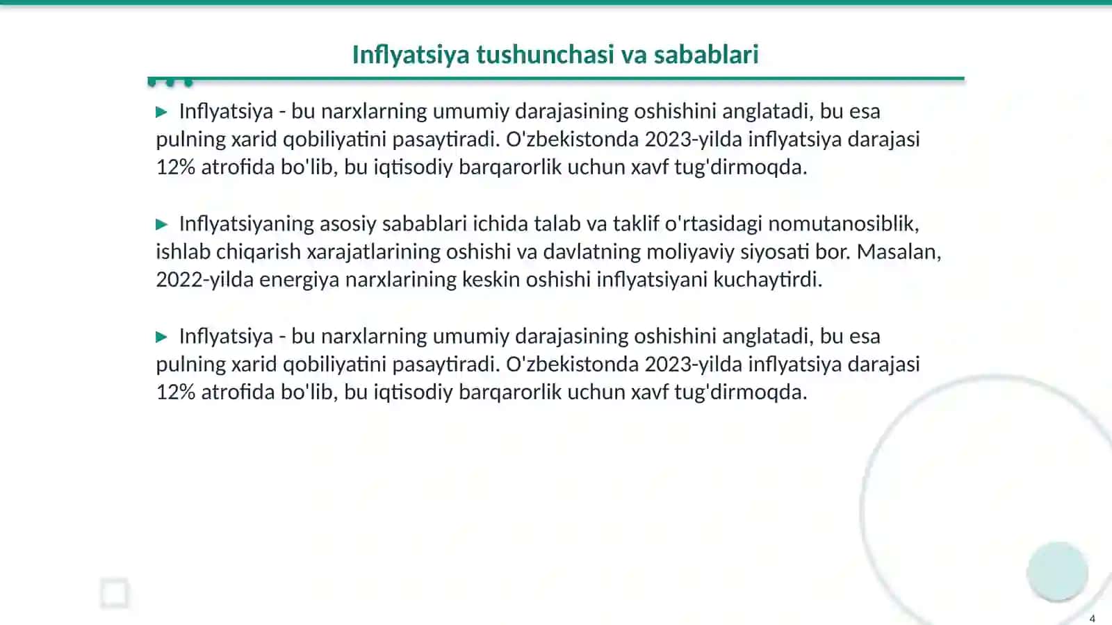 Ishsizlik va inflyatsiya 4