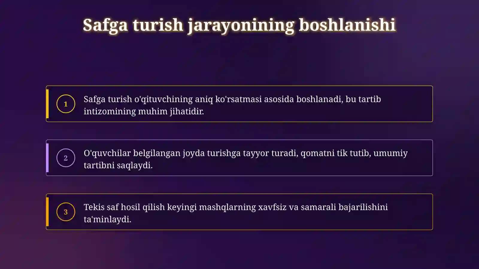 Saf mashqlari 4