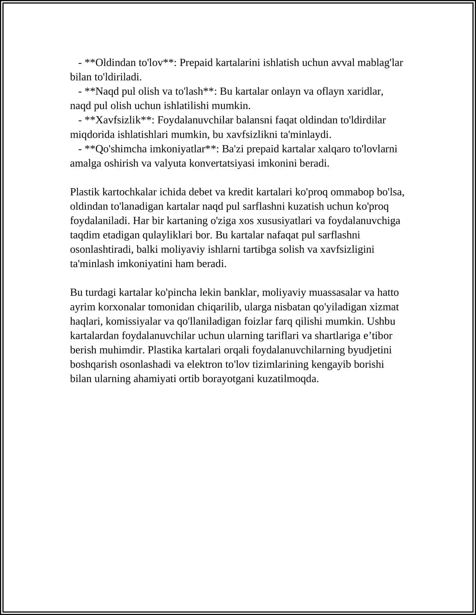 PLASTIK KARTOCHKALARDAN FOYDALANISH 4