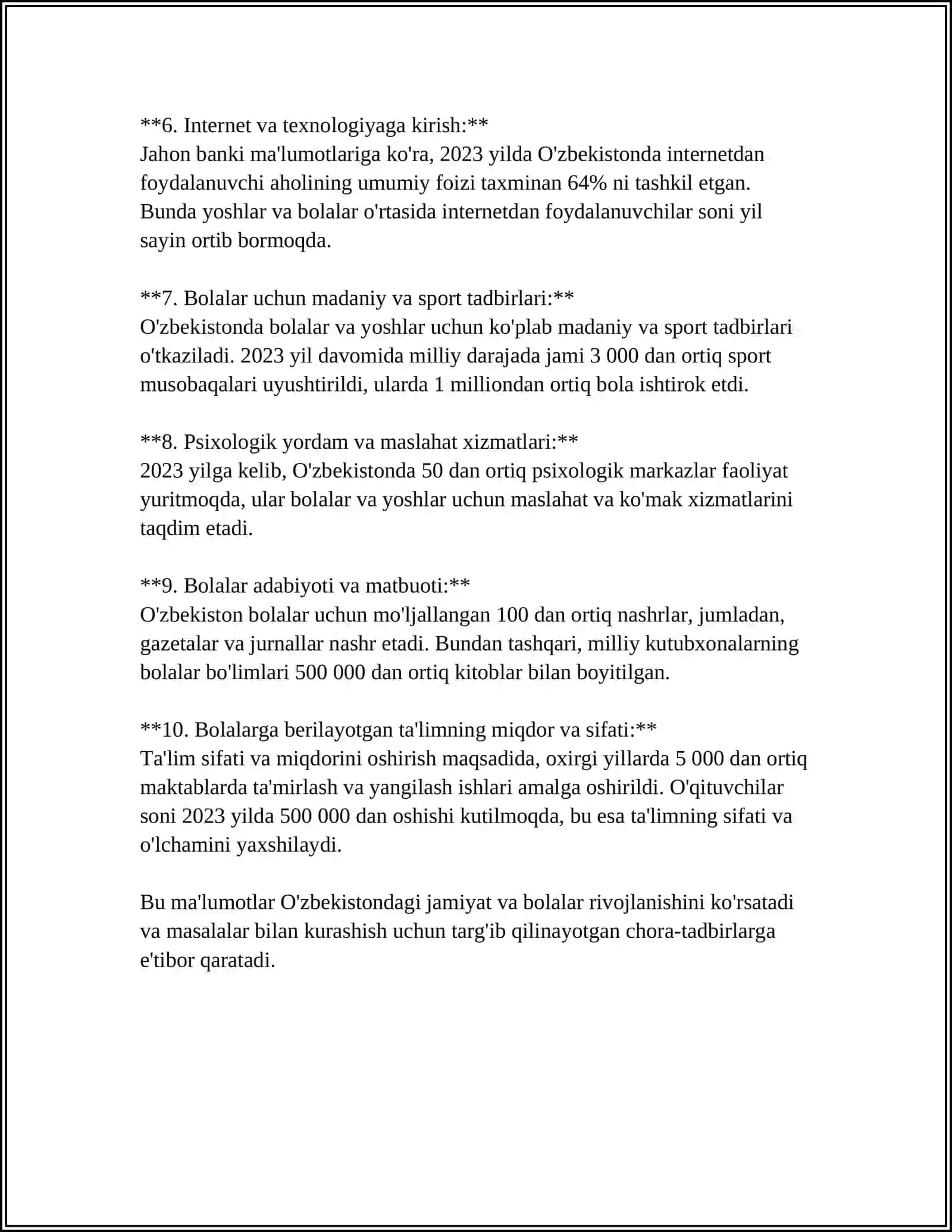 Jamiyat va Bola Rivojlanishi 4