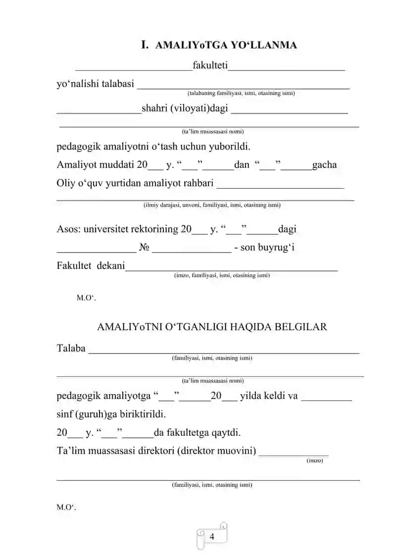Pedagogik Amaliyot Ko'rsatmalar 4