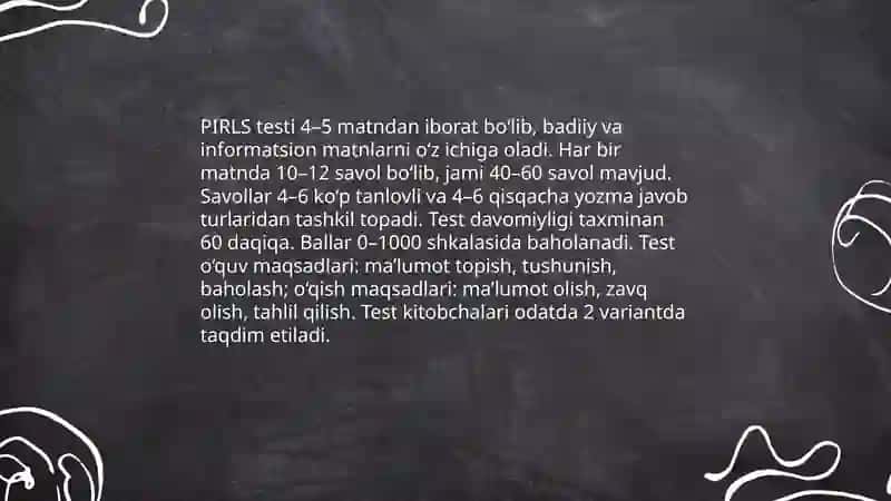 PIRLS baholash dasturiga tayyorlash 4