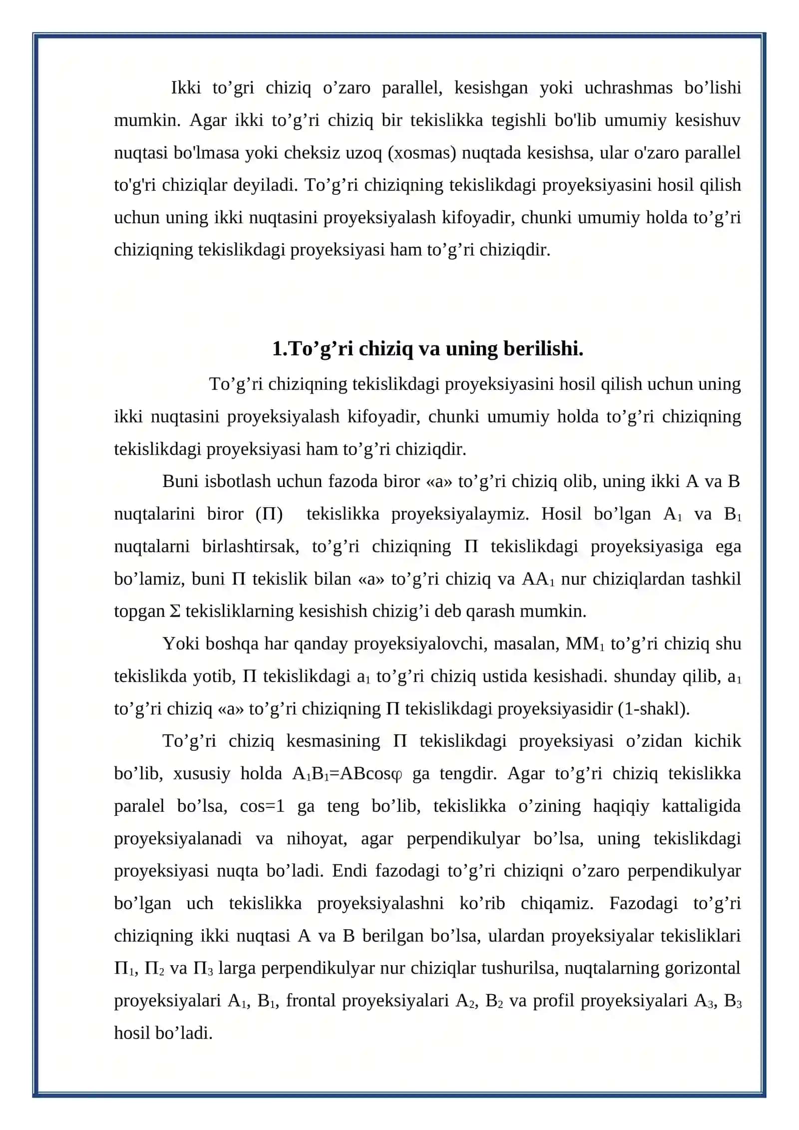 Ikki to’g’ri chiziqning o’zaro vaziyati 4