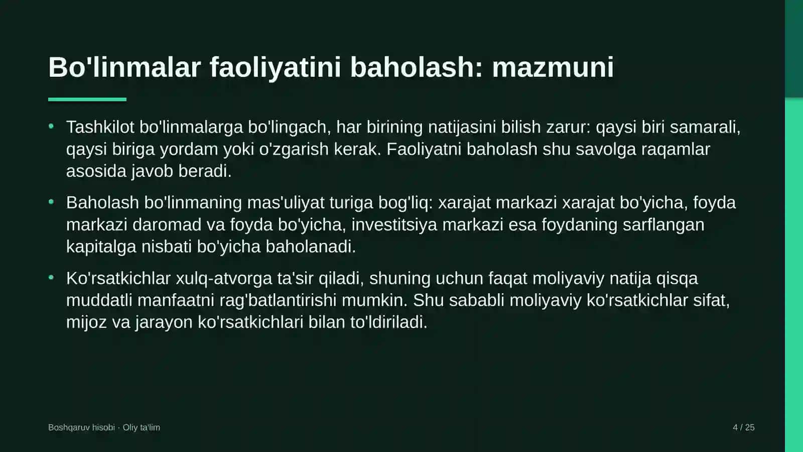 Teatrlarda bo'linmalar faoliyatini baholash 4