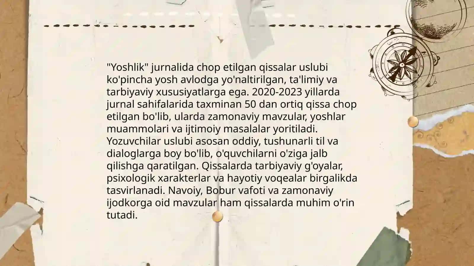 Yoshlik jurnalida e'lon qilingan qissalar tahlili 4