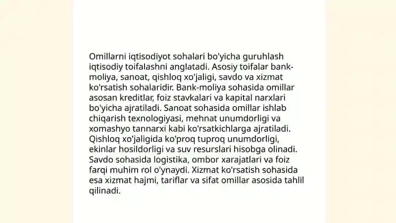 Xo'jalik Omillarini Guruhlash Usullari 4