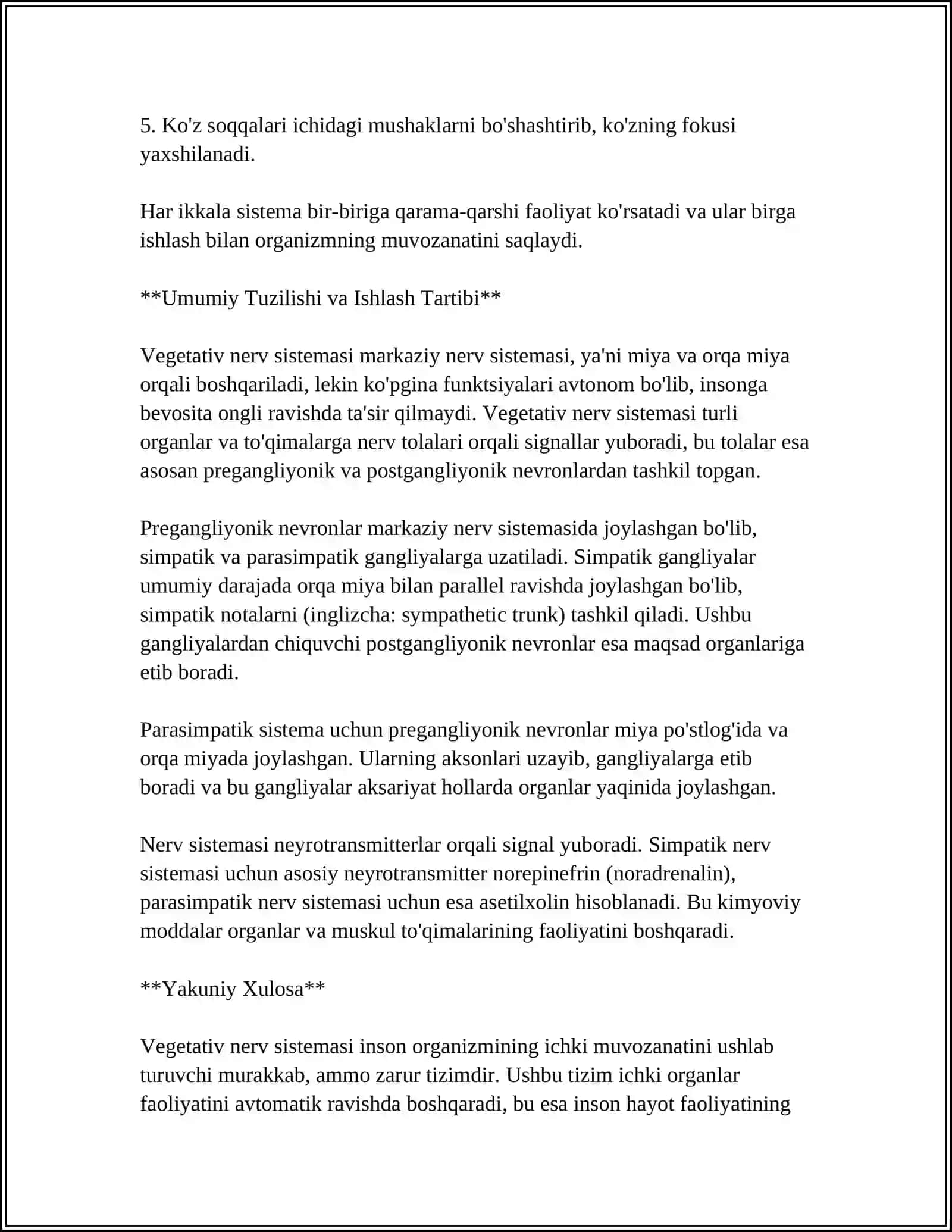 VEGETATIV NERV SISTEMASI FAOLIYATINI O'RGANISH 4