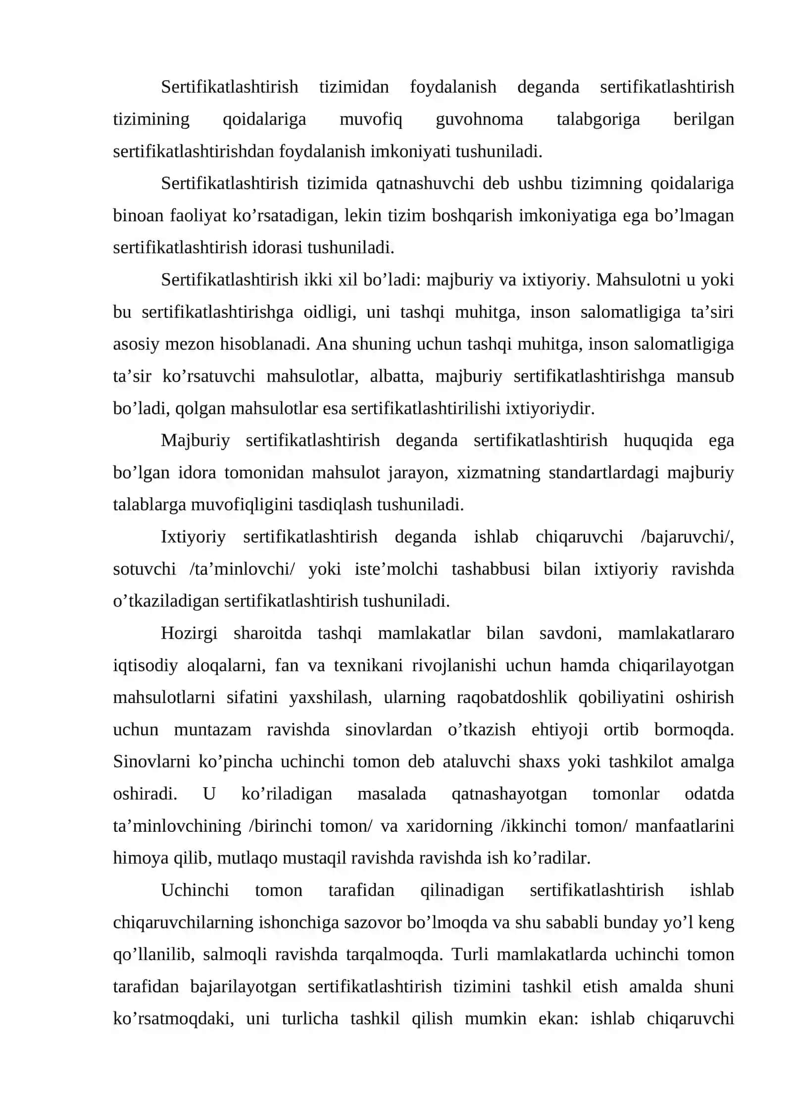 Mahsulot va xizmatlarning sertifikatlashtirish 4