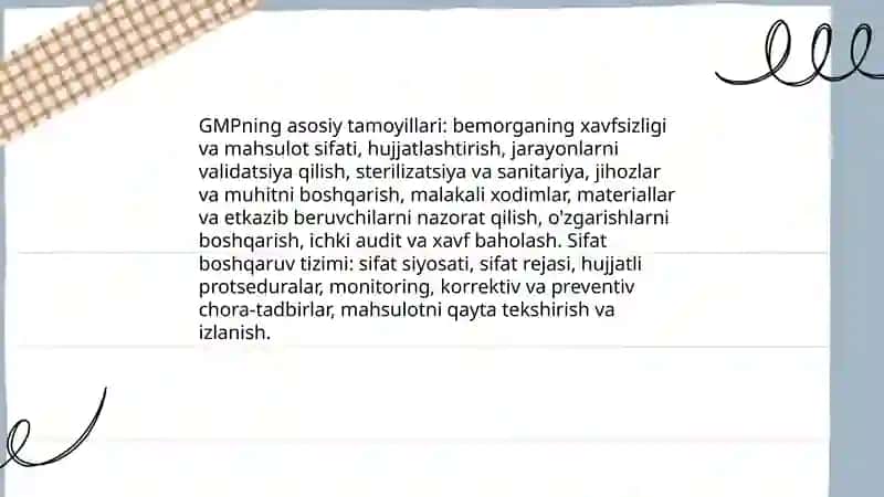 GxP tushunchalari va Milliy GMP qoidalari 4