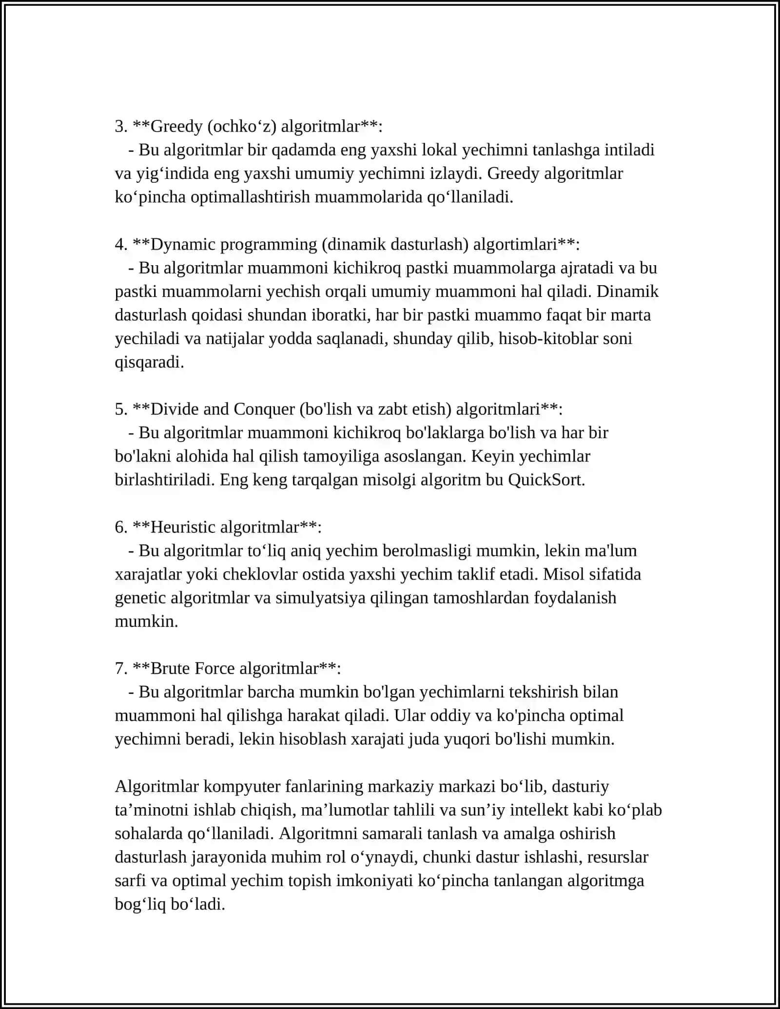 DASTURLASH TEXNOLOGIYALARI VA ALGORITMLASH ASOSLARI 4