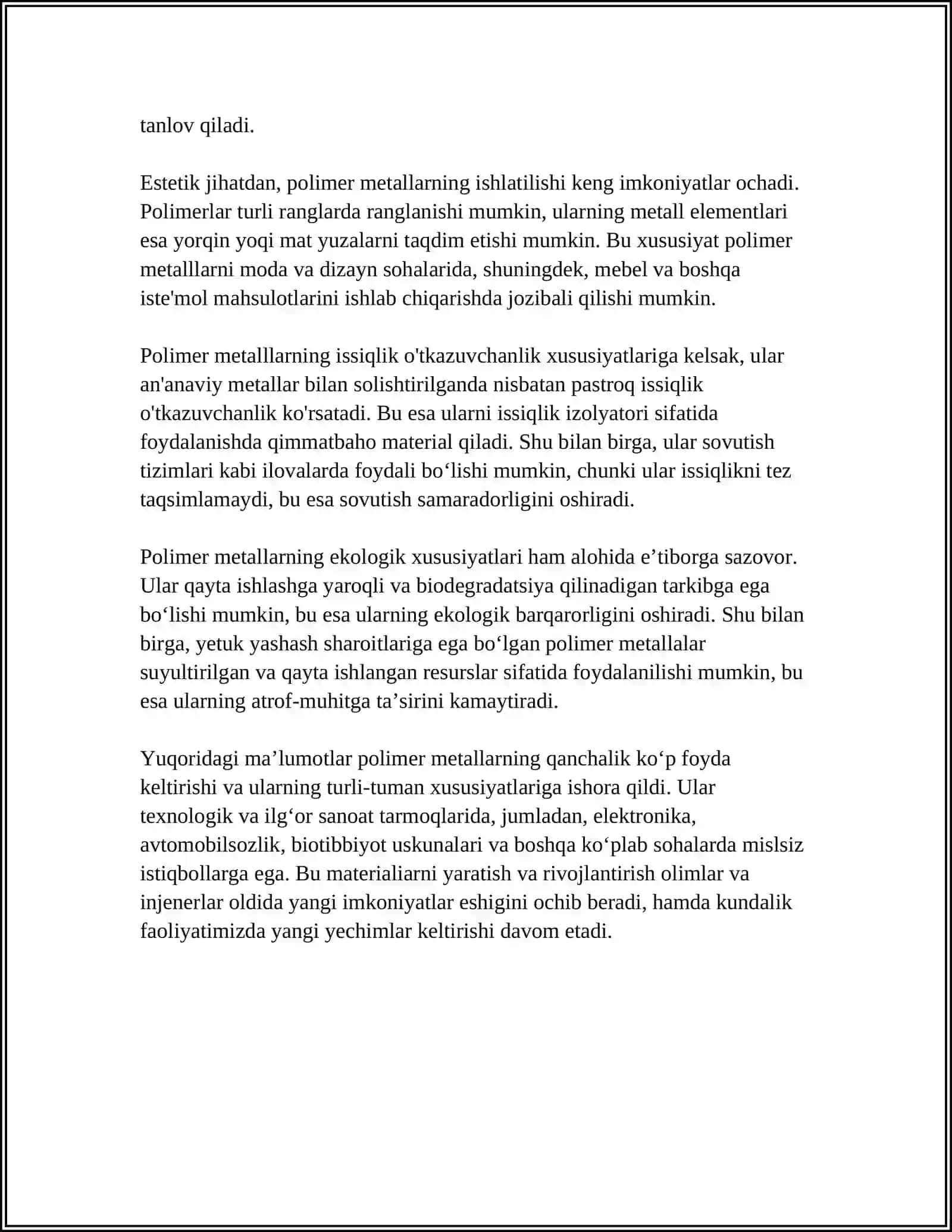 POLIMER METALLARDAN SUVINER TAYYORLASH 4
