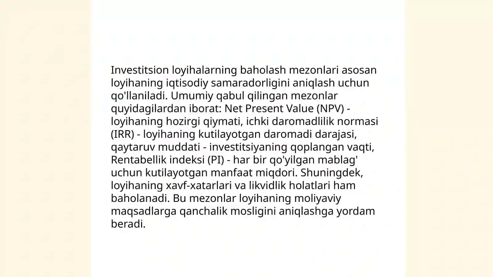 Kapital byudjetlashtirish usullari 4