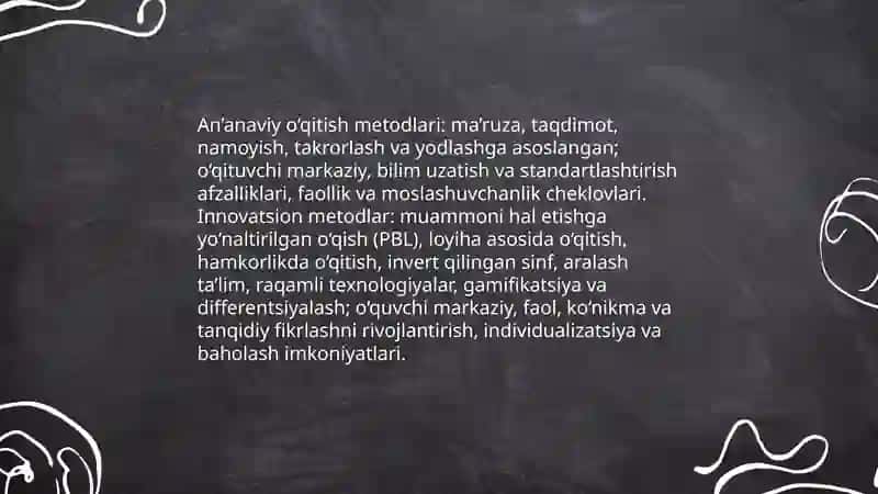O‘qitish metodikalarining klassifikatsiyasi 4