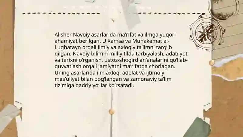 Alisher Navoiyning taʼlim tarbiya toʻgʻrisidagi qarashlari 4