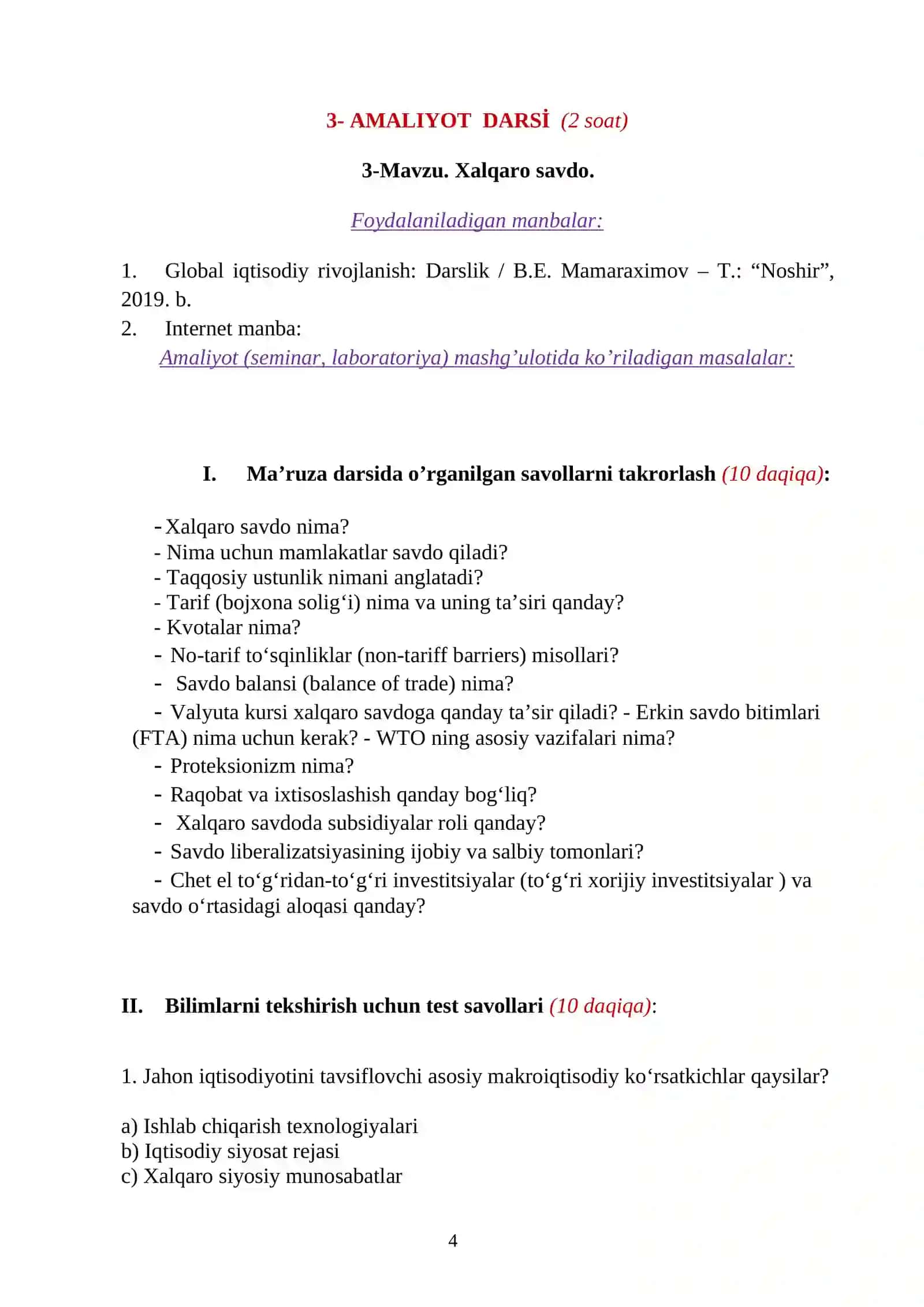 Global iqtisodiy rivojlanish 4