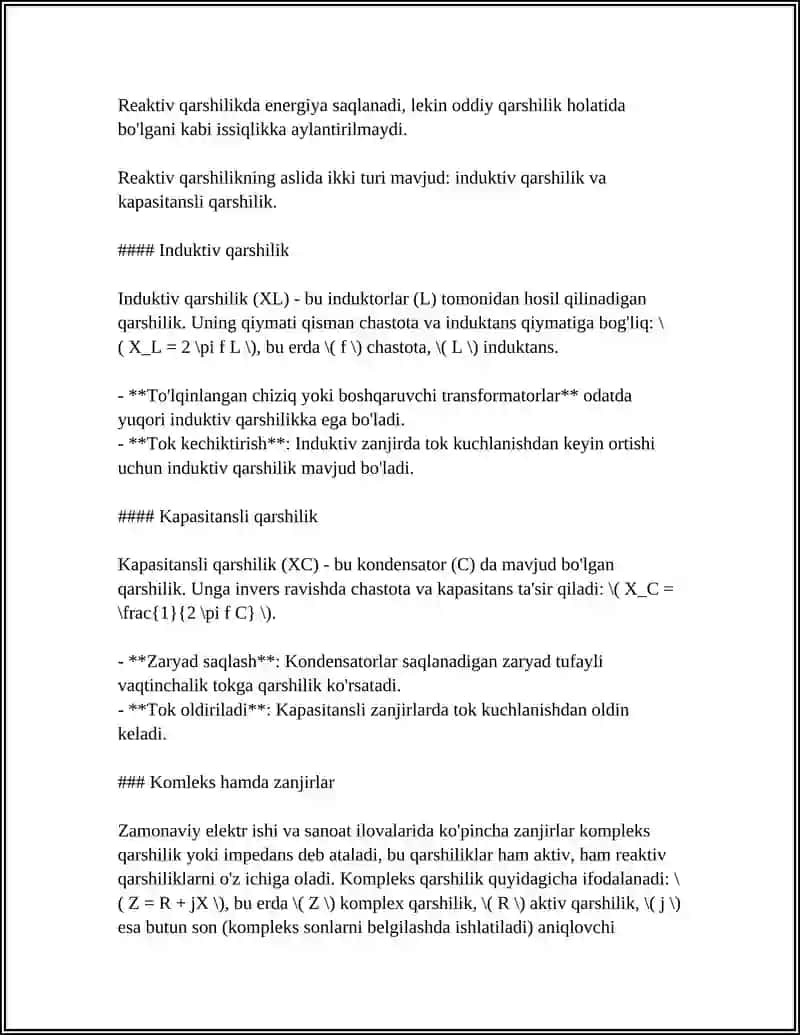 AKTIV VA REAKTIV QARSHILIKLARNING FARQI 4