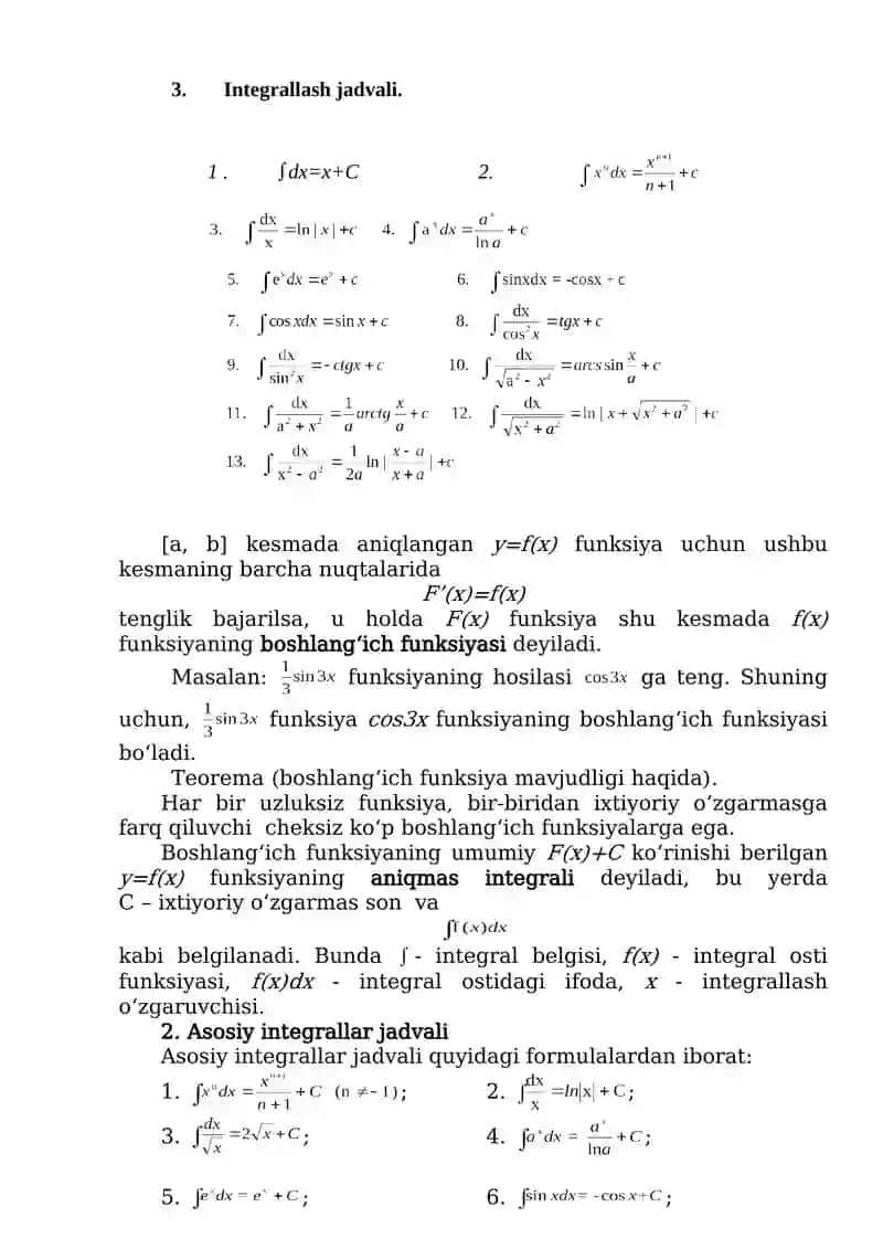 Aniq va aniqmas integrallar 4