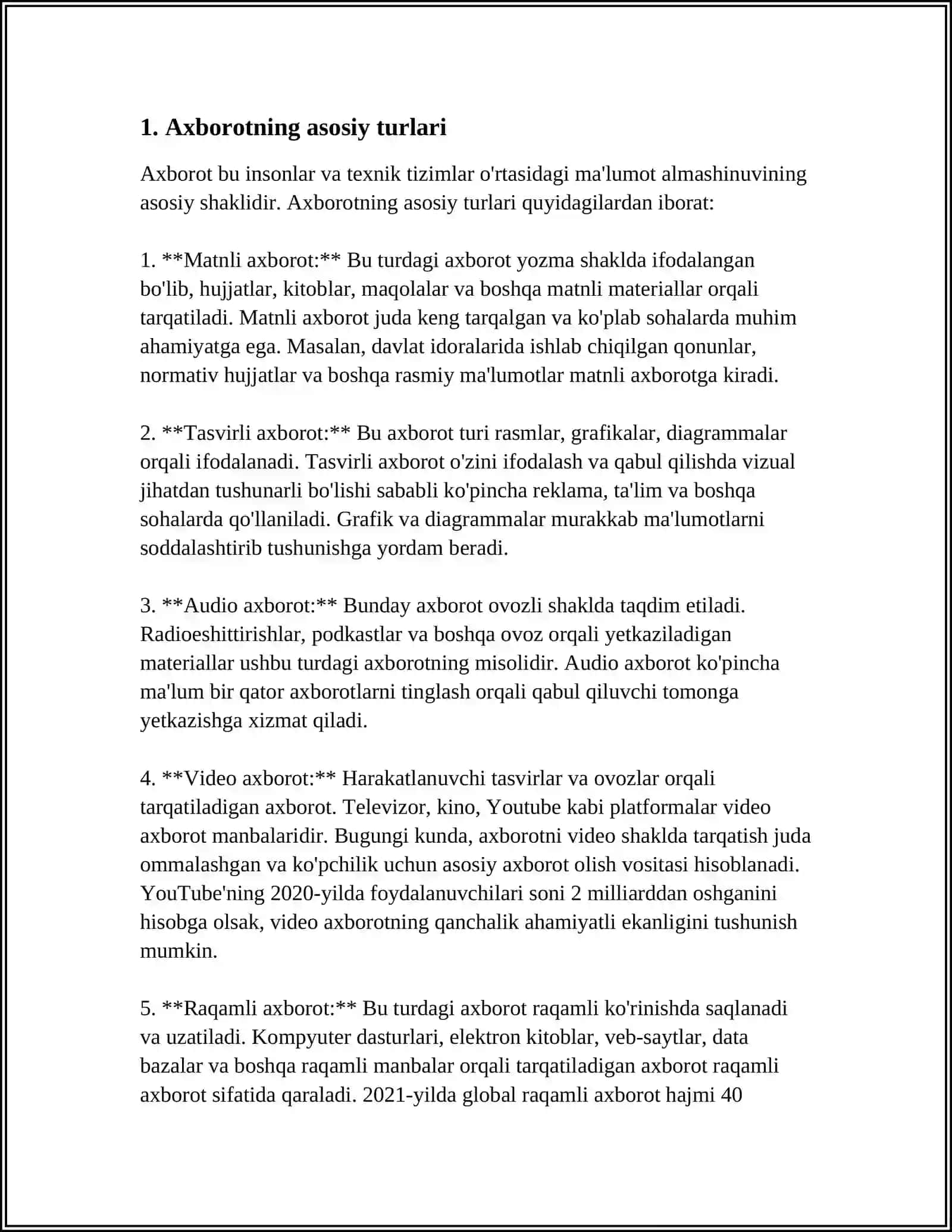 Axborotning asosiy turlari 4