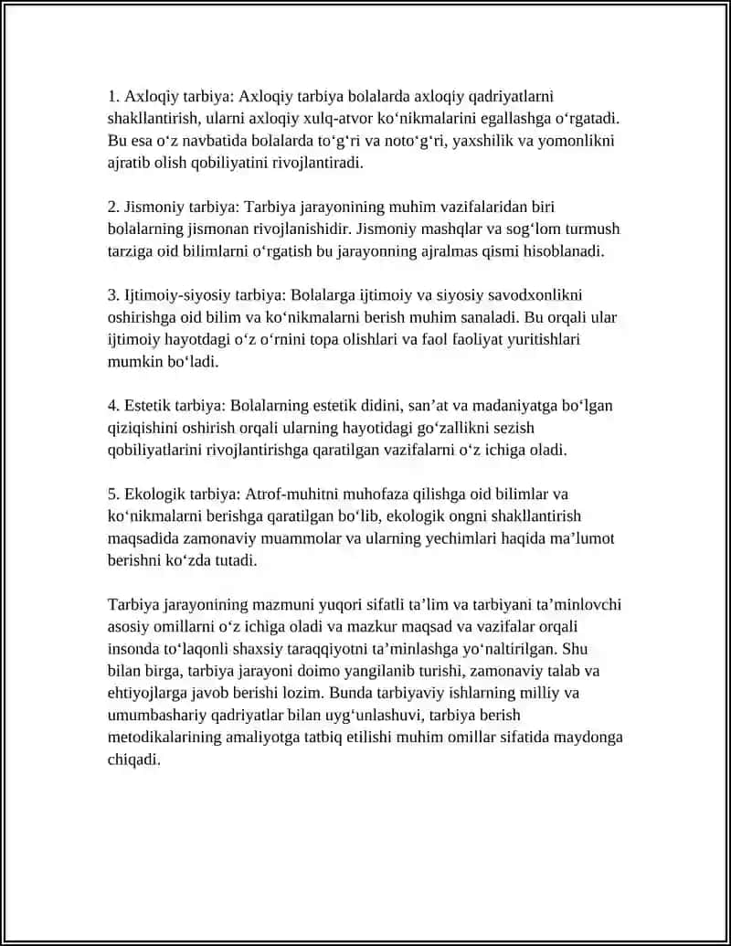 TARBIYA JARAYONNING MAZMUNI 4