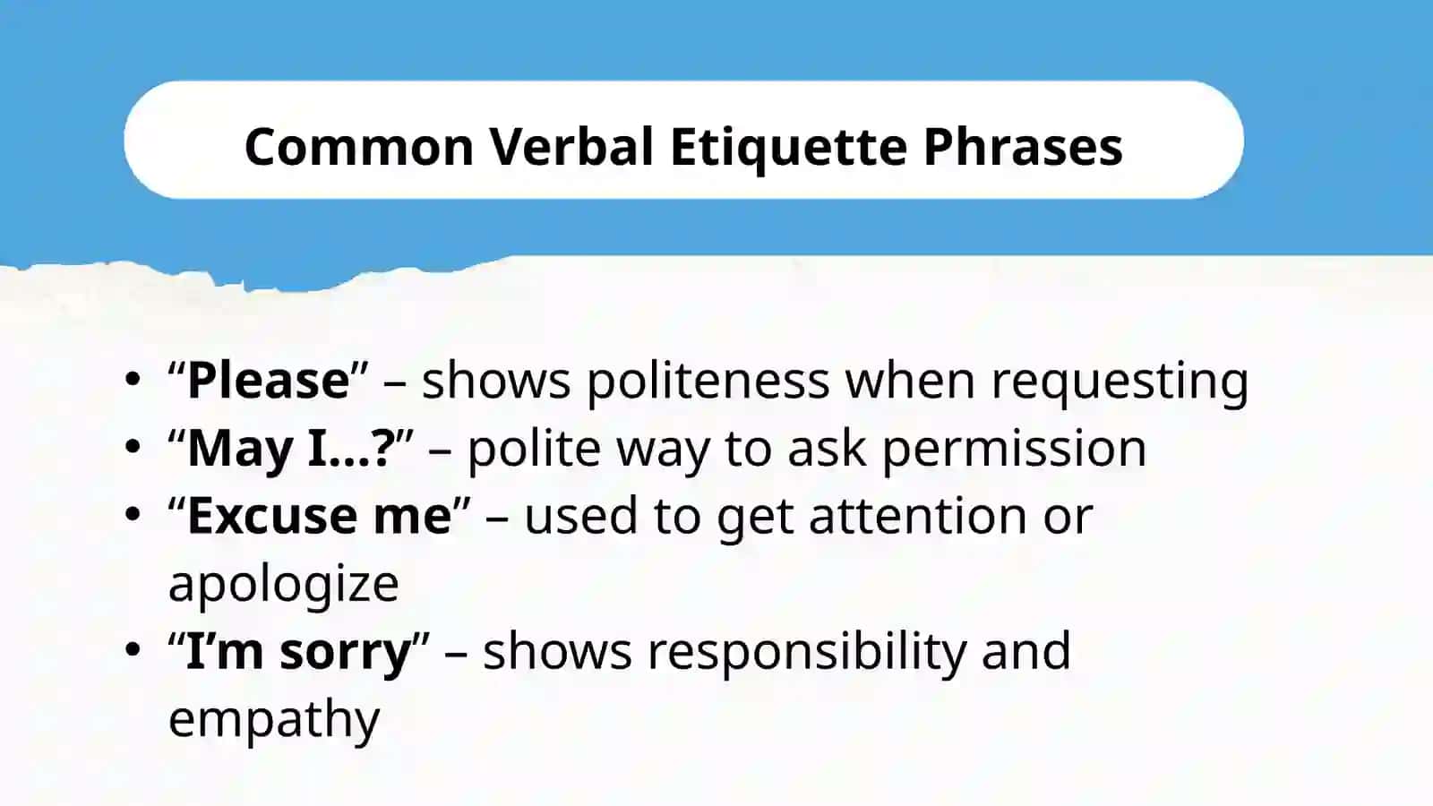 Verbal and non verbal etiquette phrases 4