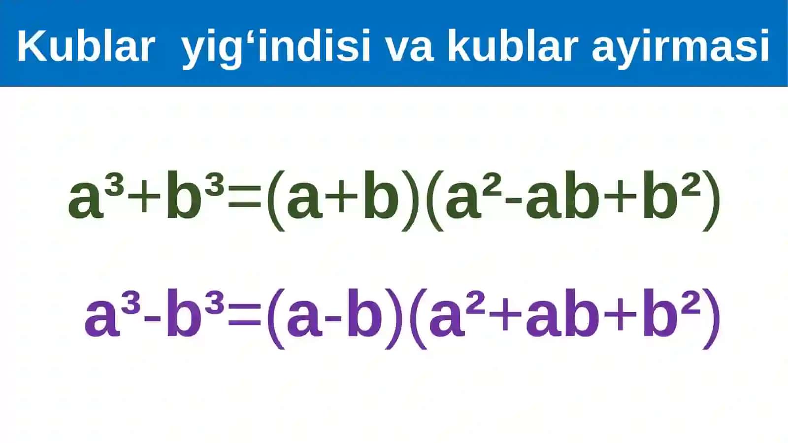 TAKRORLASH (Qisqa ko‘paytirish  formulalarini qo‘llash) 4